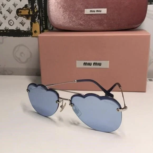 New Authentic Miu Miu Blue Cloud Sunglasses MU56U